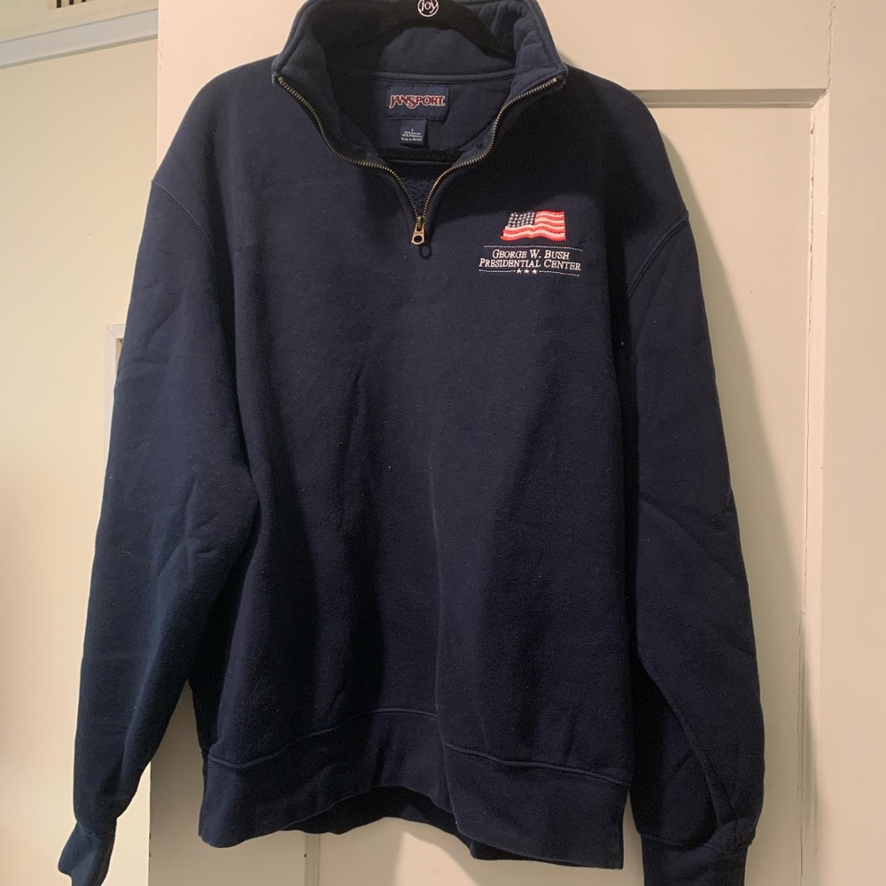 Vintage Navy Jansport President Bush Quarter Zip L
